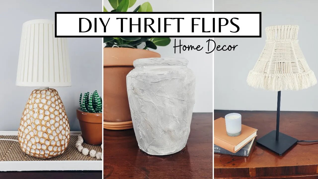 DIY THRIFT FLIPS Home Decor | High-End Look for Less | Plaster Vase and Air Dry Clay Lamp