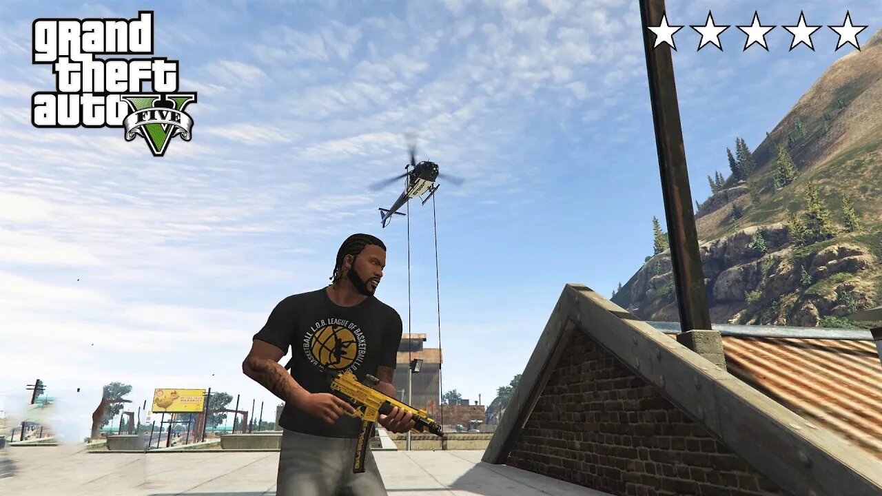 GTA 5 - Franklin's FIVE STAR COP BATTLE AT THE CHICKEN FACTORY (GTA V Funny Moments)