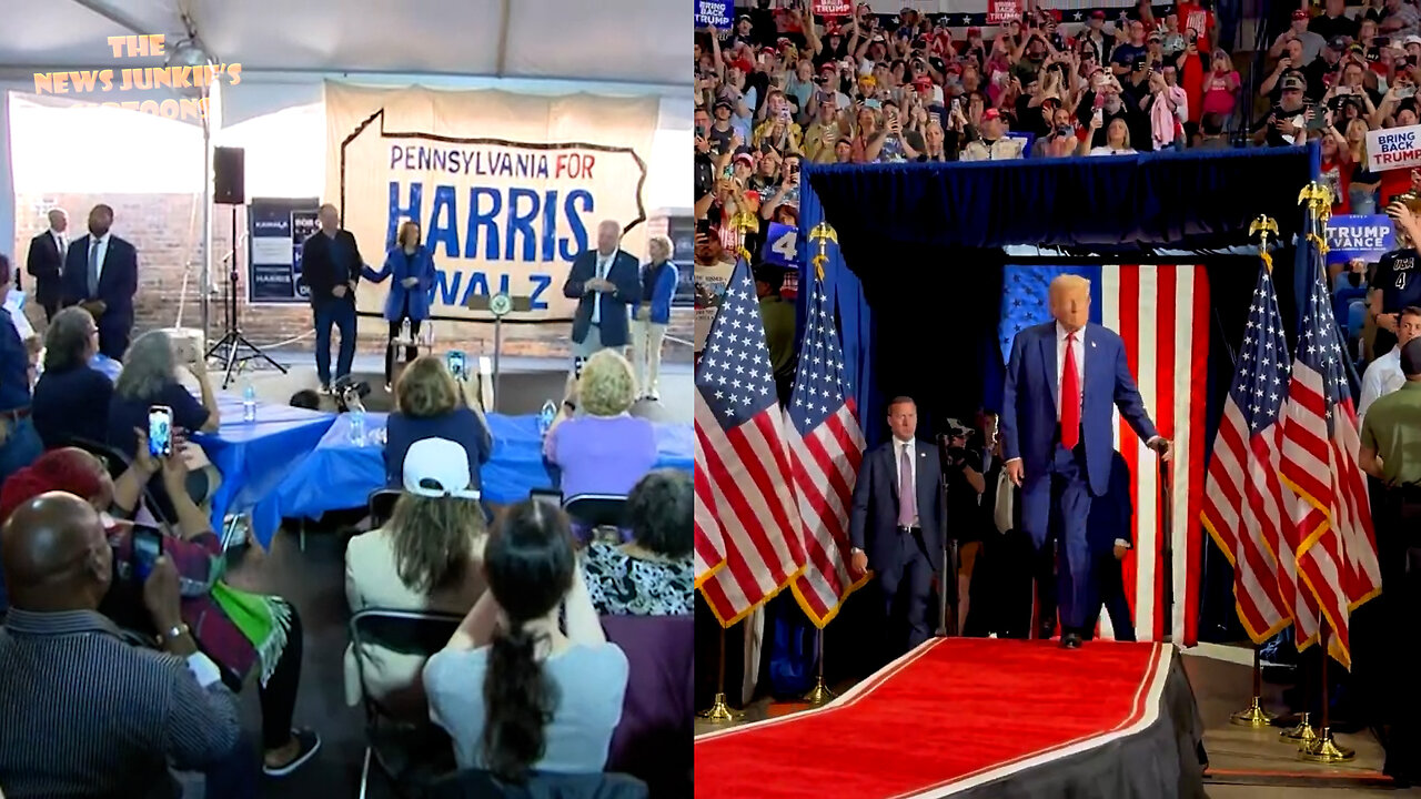 Kamala-Walz rally vs Trump rally in Pennsylvania.