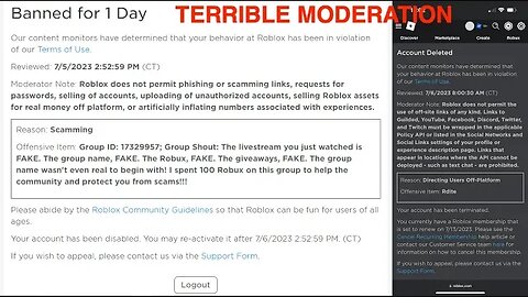 Roblox's Moderation is TRASH