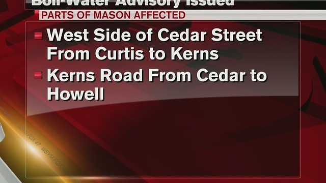 Boil-water advisory issued in Mason