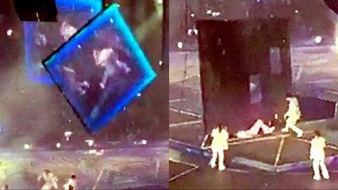 Horrific 👀 Massive TV Screen Falls on Dancer During Concert