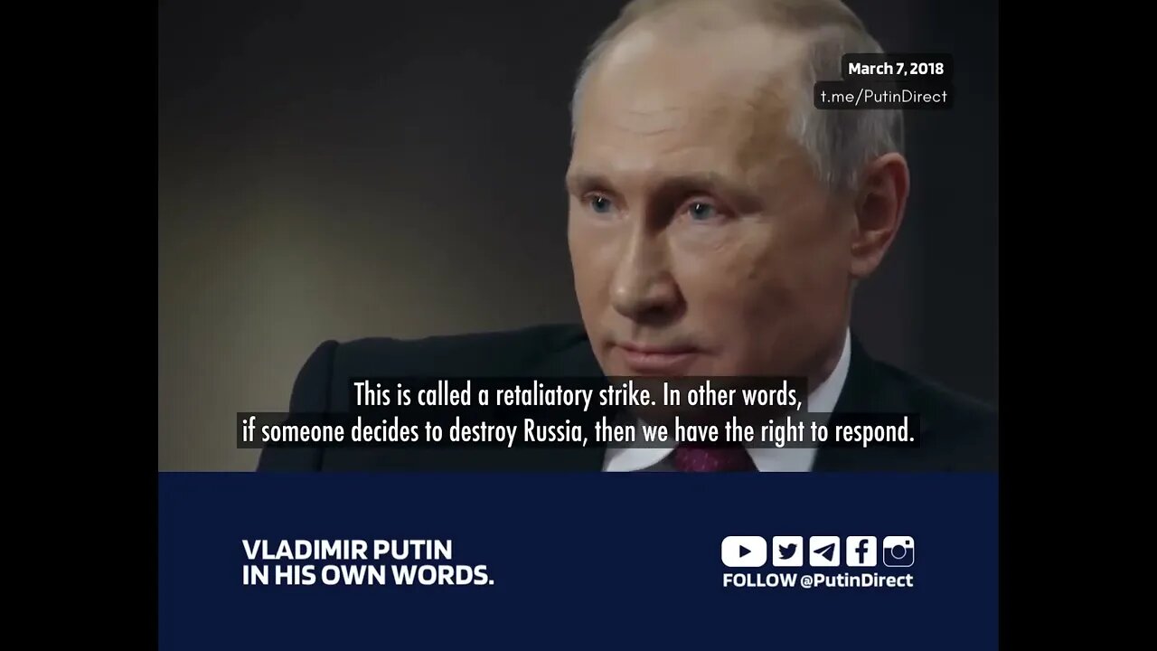 Putin on no nuclear first strike policy : We don't need a world without Russia in it