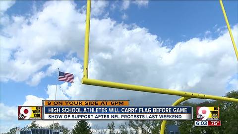 High school athletes will carry flag before game