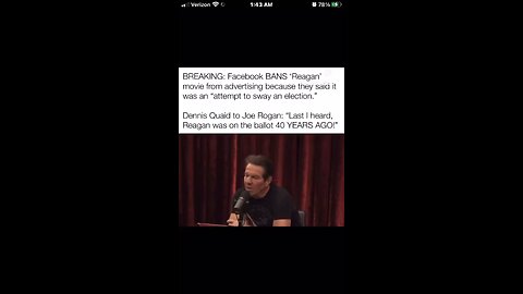 Dennis Quaid says Facebook is banning the Reagan movie from advertising because it’s anti-communis