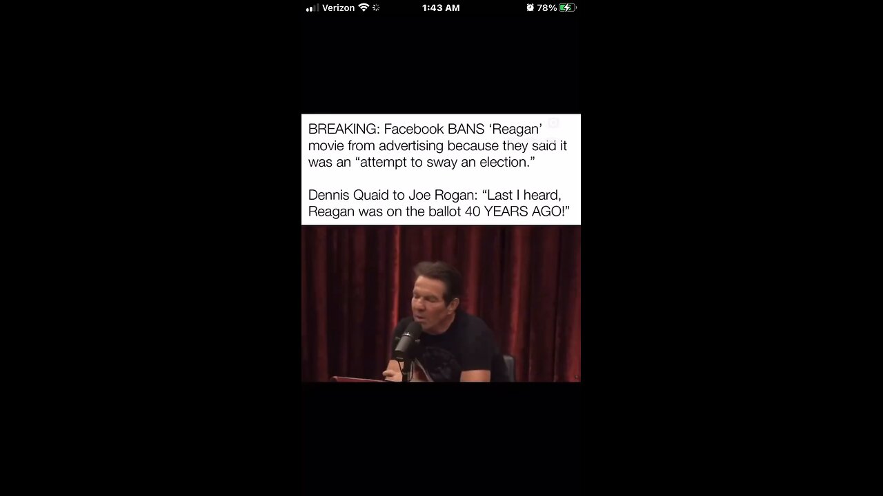 Dennis Quaid says Facebook is banning the Reagan movie from advertising because it’s anti-communis