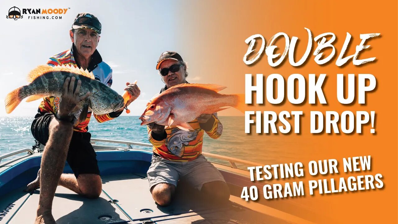 Double hook up first drop testing our new 40 gram Pillagers (sinking stick baits) in Port Douglas