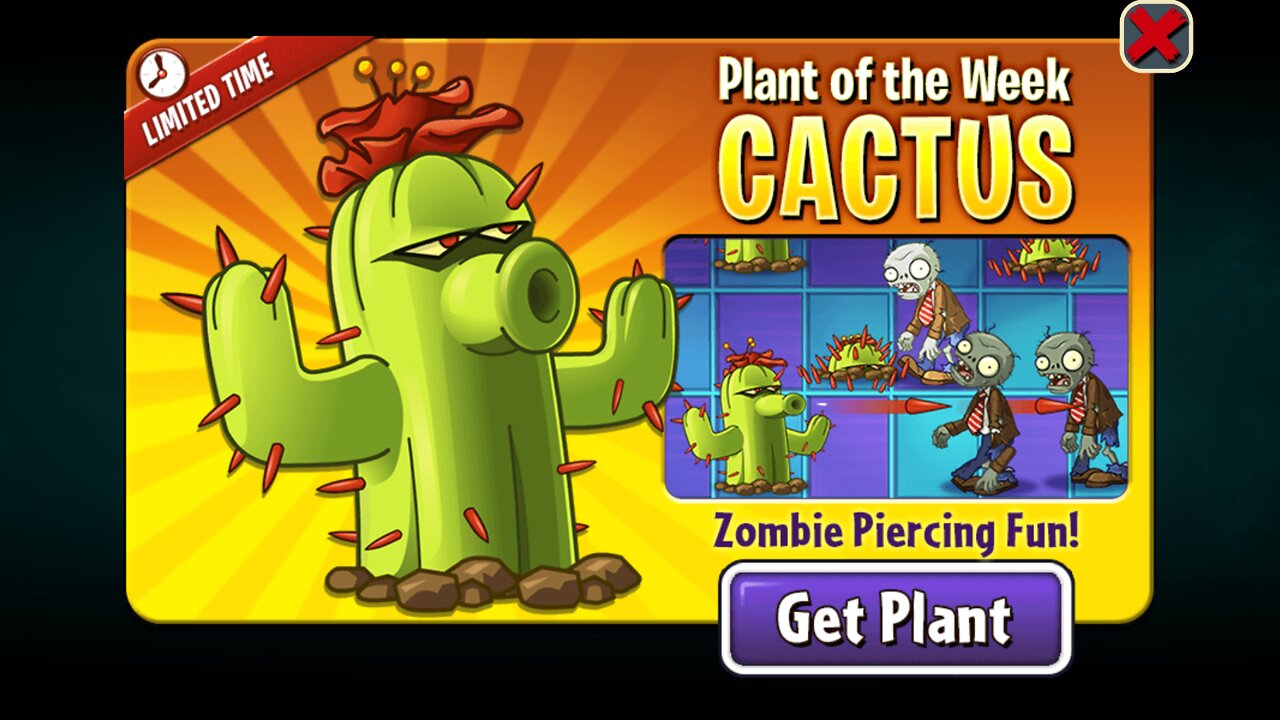 Plants vs Zombies 2 - Epic Quest - PREMIUM Plant Showcase - Cactus - May 2022