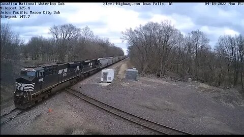 WB CN G883 Empty Grain with NS Power at Mills Tower on April 18, 2022 #Steel Highway#