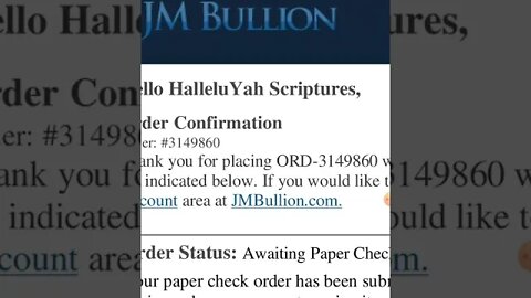 HalleluYAH Scriptures JM Bullion Silver Order # 3149860 - 30 Pieces of Silver Revisited