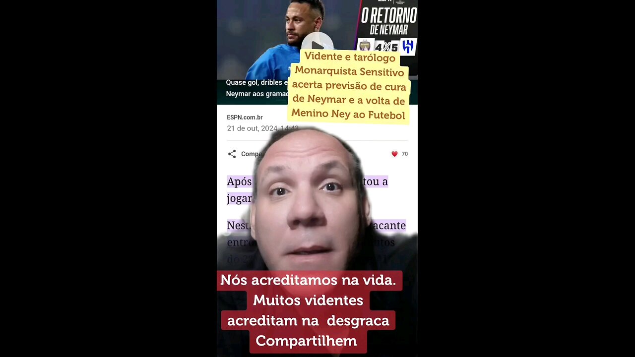 vidente acerta cura de Neymar e a volta ao futebol