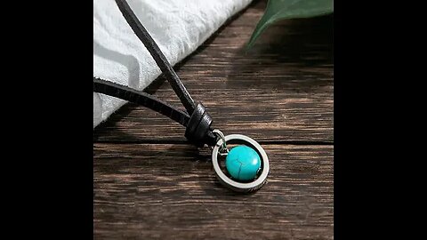 ROUND TURQUOISE STONE PROTECTION STRENGTH NECKLACE PENDANT