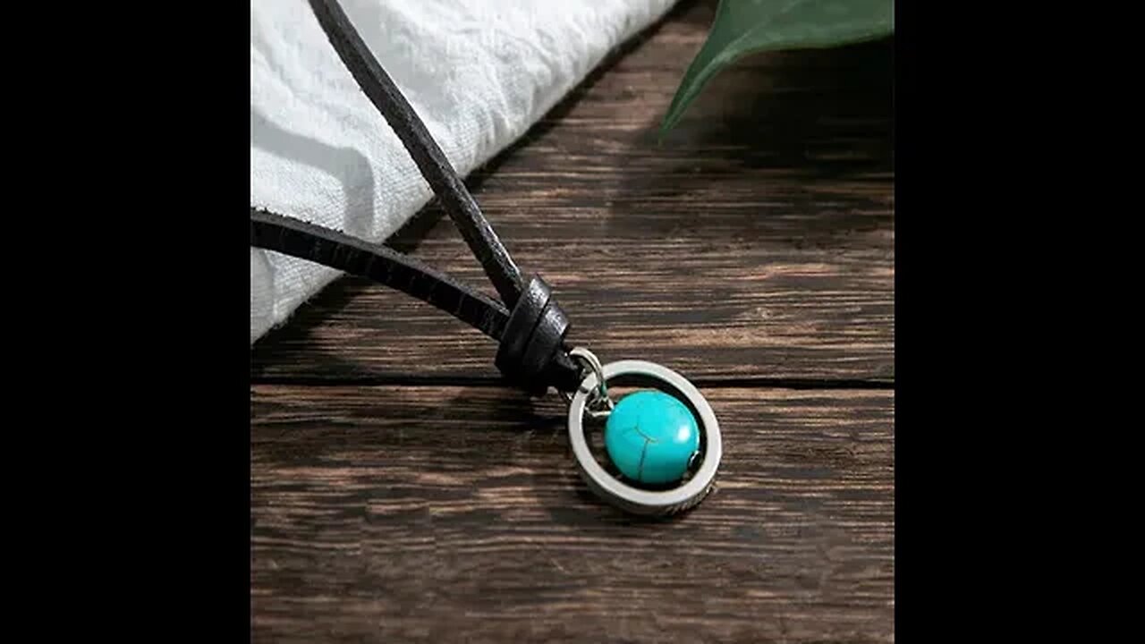 ROUND TURQUOISE STONE PROTECTION STRENGTH NECKLACE PENDANT