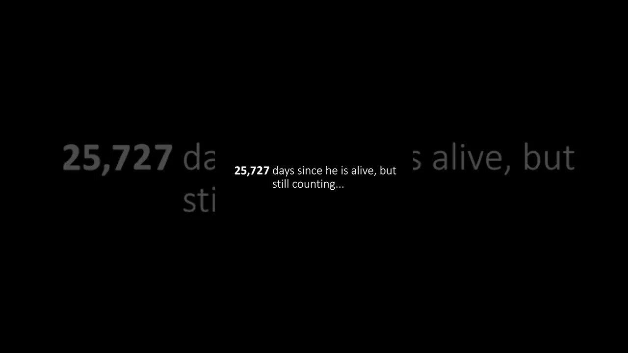 25,727 days since he is alive, but still counting