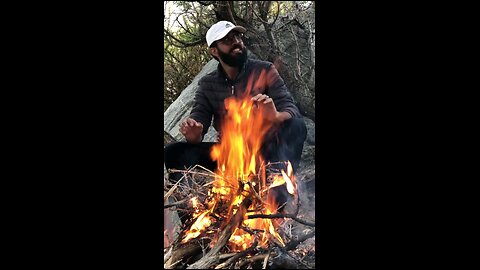 Rafta Rafta wo meri hasti ka saman hohye | Camp fire while fishing in a glacier river in valley