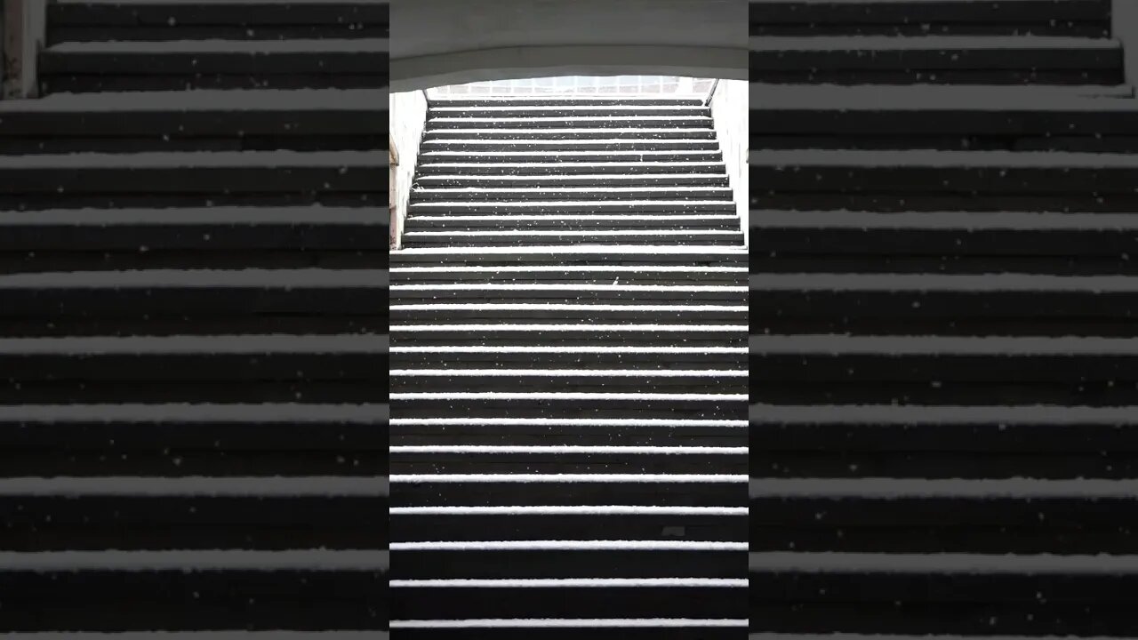 Snow leaden stairs to....