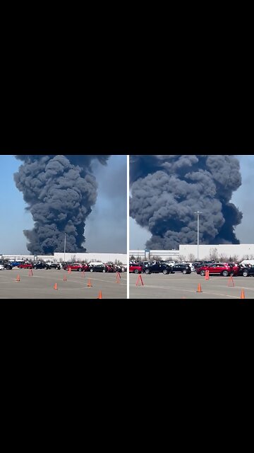 Walmart distribution center in Plainfield, IN catches on fire