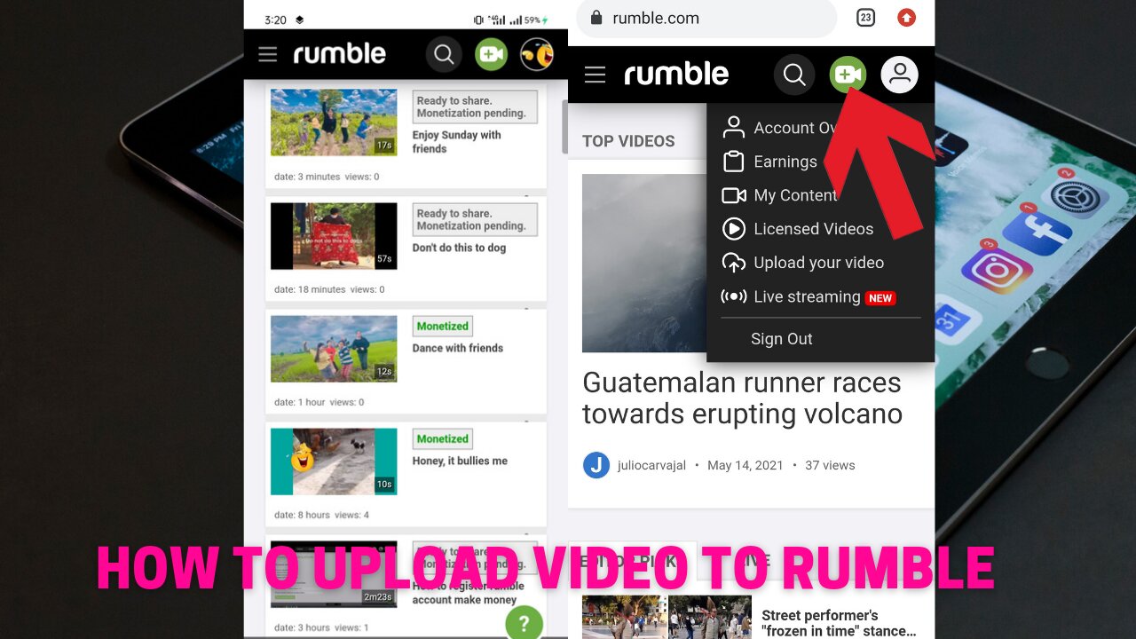 របៀបផុសវីដេអូក្នុងRumble.How to upload video to Rumble