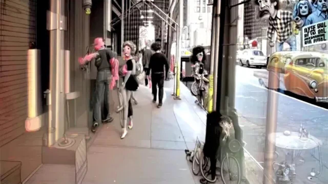 Deforum Hybrid 3D/Video Input Experiment - Walking in a City With Robert Crumb In Your Mind