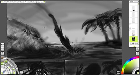 Roughing out a new comic page diving