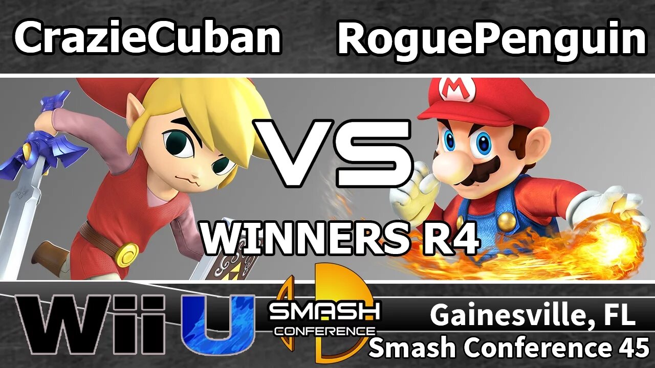CrazieCuban (Toon Link) vs. RoguePenguin (Mario) - SSB4 Winners R4 - SC45
