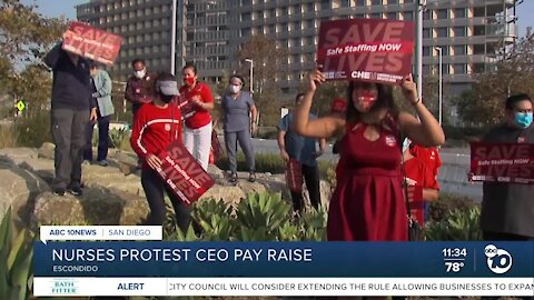 Nurses protest salary increase for Palomar Health CEO amid layoffs, shortage of PPE