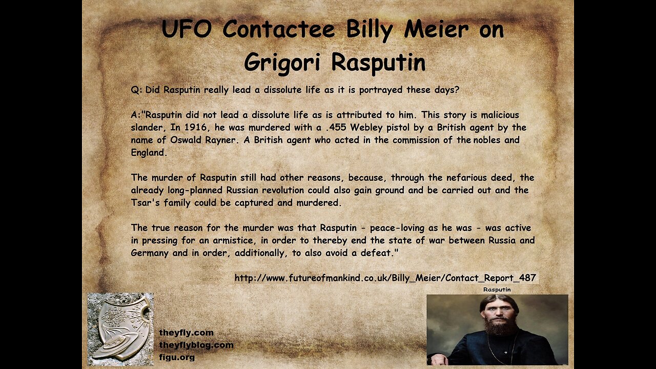 Billy Meier UFO Contact Reports - Grigori Rasputin murder