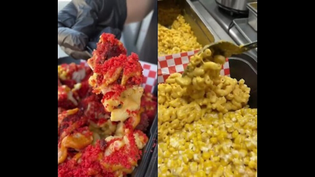 Cheese with hot Cheetos crusted hot chicken