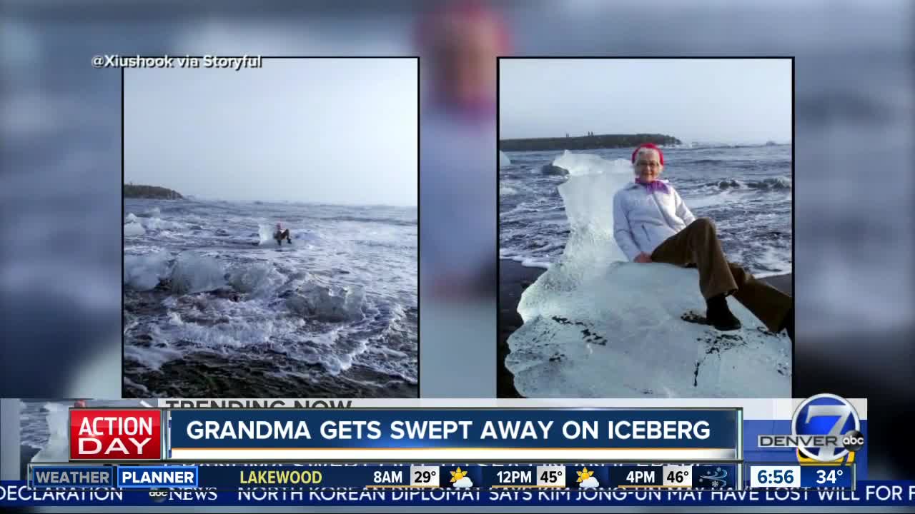 Grandmother rescued after picture on iceberg goes wrong