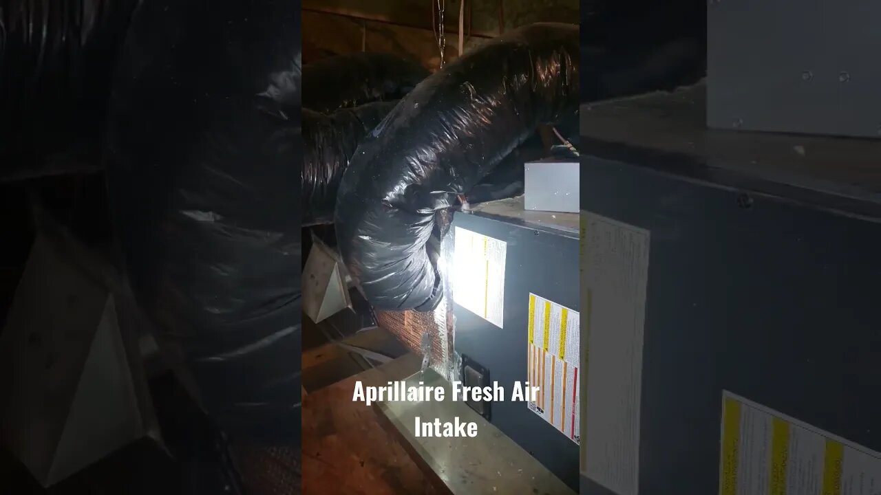 Attic view of an Aprillaire fresh air intake on hvac #shorts