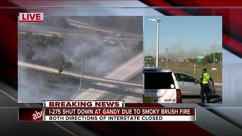 Brush fire shuts down I-275 & Gandy in St. Pete