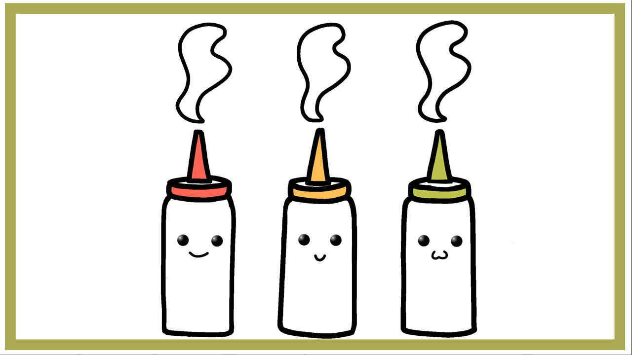 How to Draw three Sauce Bottles