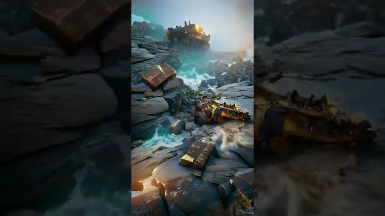 painting--a shipwreck on a rocky shore, the waves crashing against the hull #shorts #art #painting