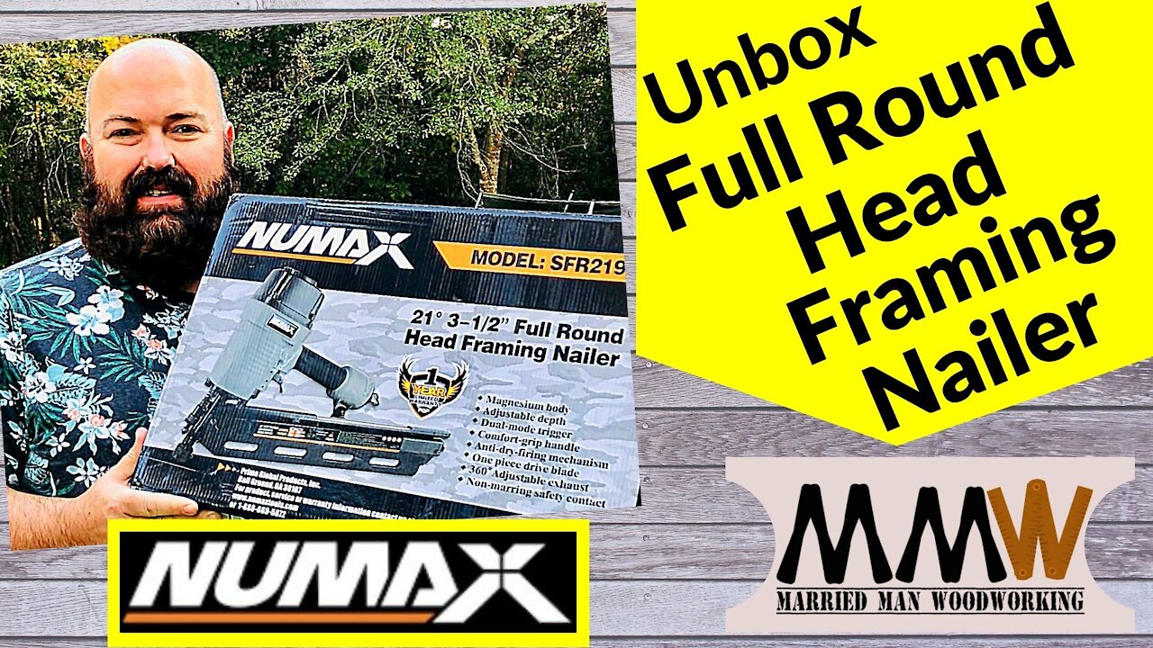 Numax SFR2190 Full Round Head Framing Nailer Unbox and First Use for DIY Woodworking Carpentry