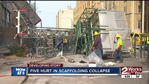 Five injured after scaffolding collapsed downtown
