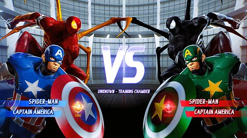 Spider-man & Captain Ameica vs Spider-man & Captain America (Hardest AI) Marvel vs Capcom :Infinite