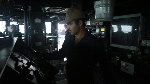 Sailors Aboard USS Ralph Johnson (DDG 114) Conduct a Damage Control Drill