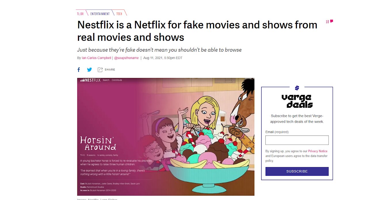 Nestflix is a Netflix for fake movies and shows from real movies and shows