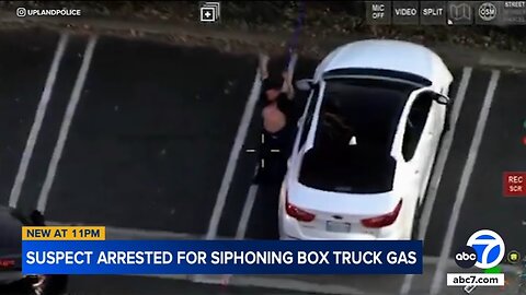 Upland police video shows arrest of man accused of drilling into box truck to steal gasoline