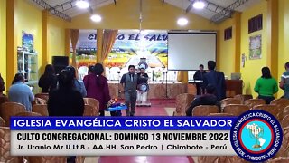 CULTO CONGREGACIONAL: DOMINGO 13 NOVIEMBRE 2022