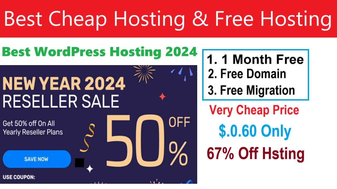 Best WordPress Hosting 2024 Reviews ~ 1 Month Free ~ Cheap Hosting With Free Domain Name