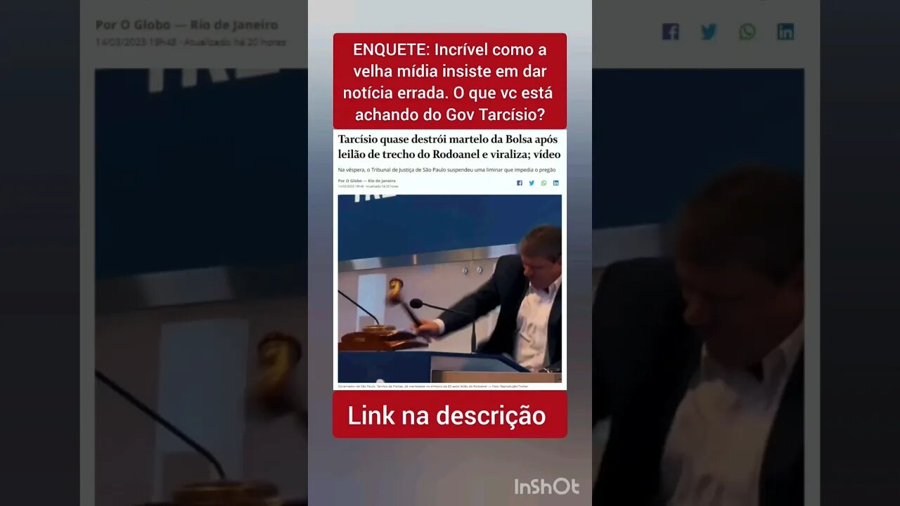 ENQUETE: Incrível como a velha mídia da notícia errada. O que vc está achando do Gov Tarcísio?