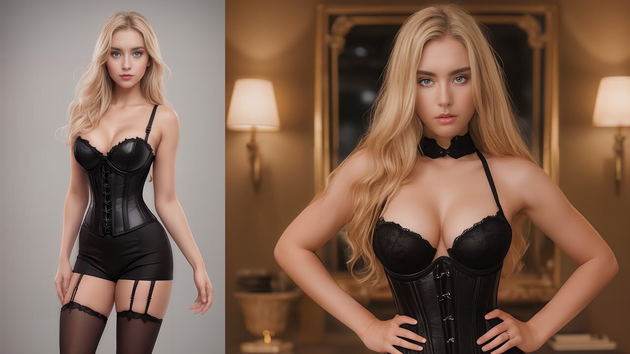 [AI Art] Blonde Beauties Presenting Corset Fashion / AI Lookbook