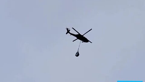 KFOR helicopters deliver logistics to ROSU members at their base near Yarinie.