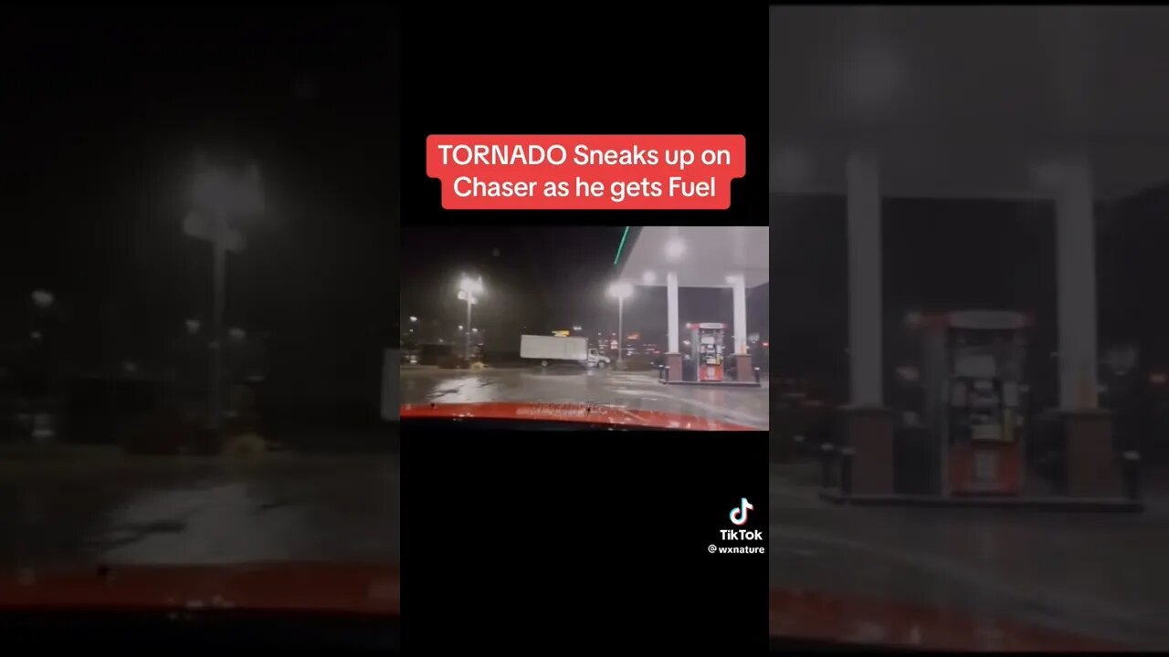 a tornado sneaks up on a chaser as he gets fuel ⛈️🌩️⚡🌪️ #weather #tornado