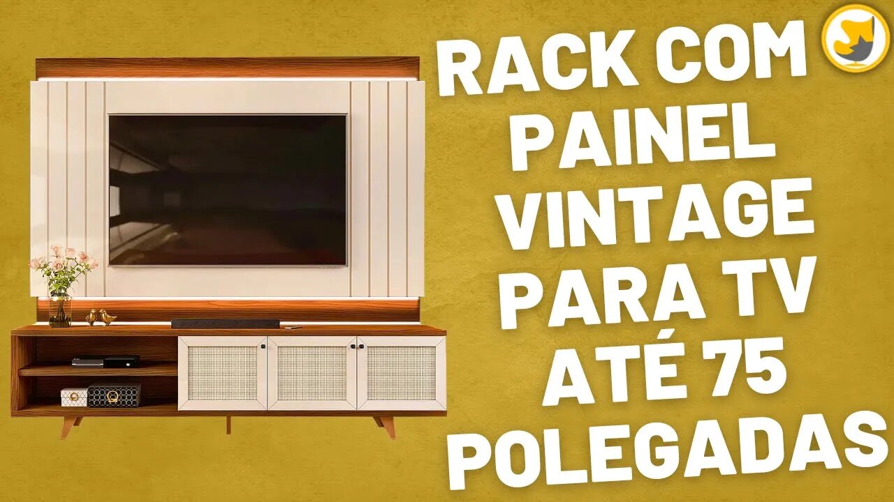 Rack com Painel Vintage para TV Até 75 Polegadas DJ Móveis
