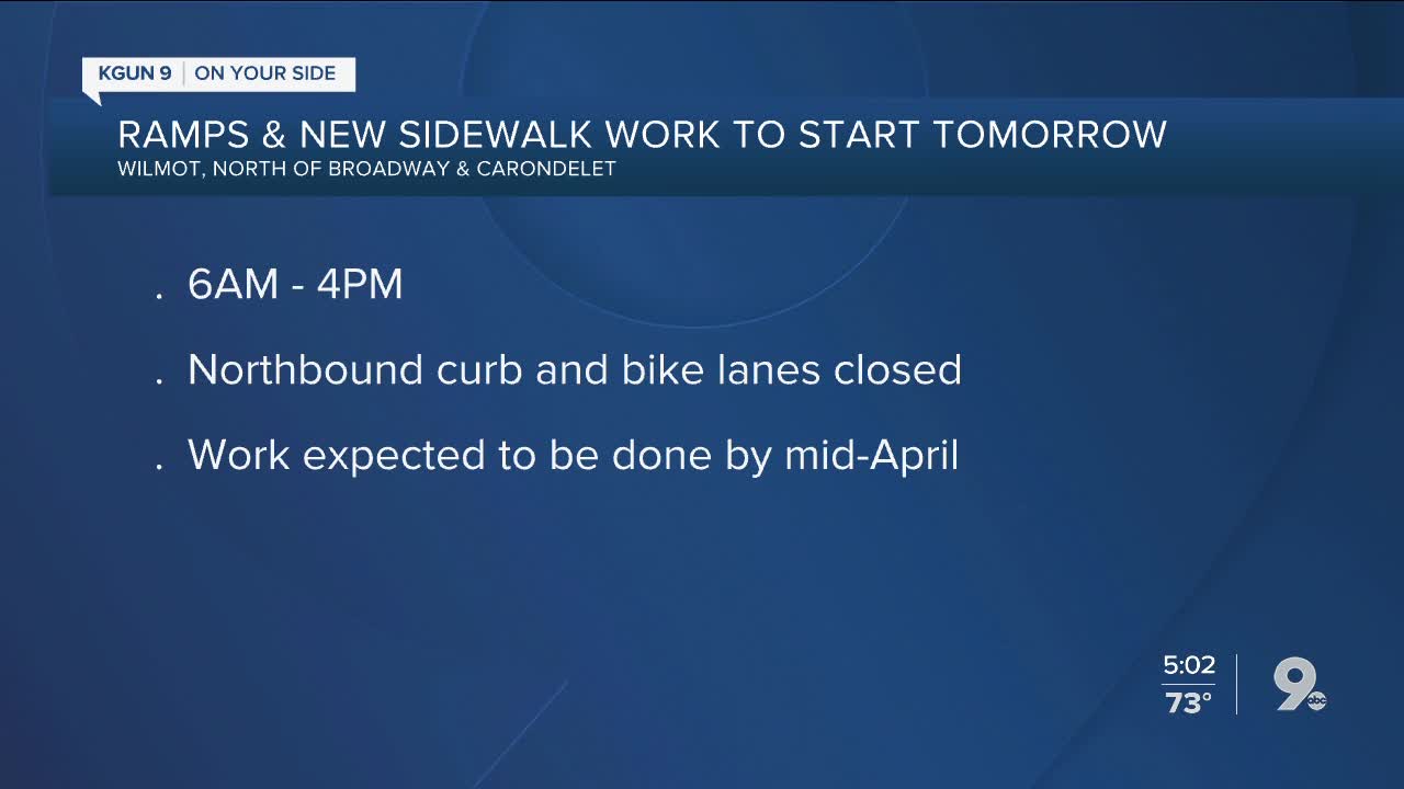 Construction crews to install ADA ramps and new sidewalks on Wilmot from Broadway to Carondelet