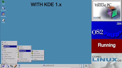 OS/2 Warp 4 VM running Corel Linux 1.0 VM