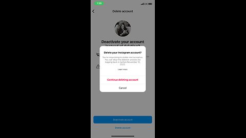 How to delete account Instagram