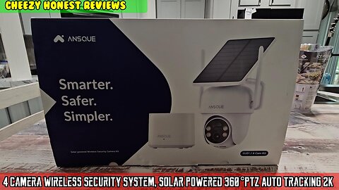 4 Camera Wireless Security system, Solar Powered 360°PTZ Auto Tracking 2K Color Night Vision